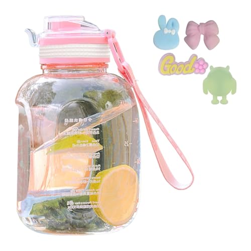 40 Oz Water Bottle with Handle, Leakproof Reusable Clear Water Jug,Plastic Large Wide Mouth Water Bottle with Time Marker for Sports Hiking Travel Home Gym Outdoors Workout Camping
