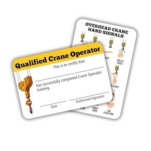 Carte d'identification de grue en plastique x5 avec liste de contrôle de sécurité