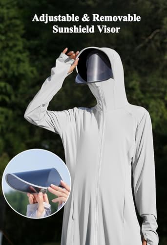 Full Body Coverage Sun Protection Clothing Women with Sunshield Visor UV Protection UPF50+ Cooling Sun Clothes2