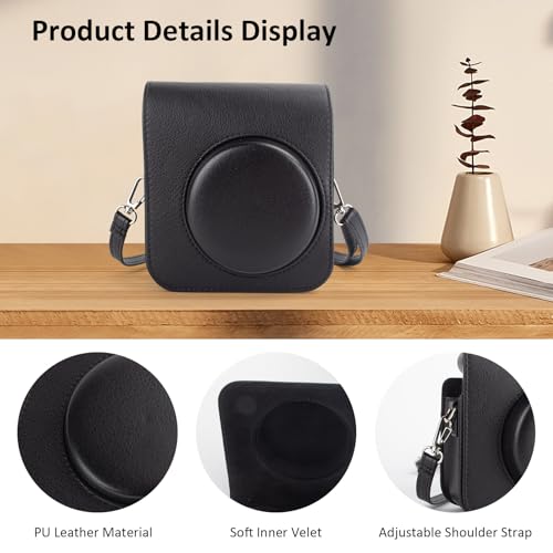 Funda para cámara Instax Mini 41 en PU cuero negro miniatura 6