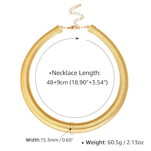 Chunky Gold Choker Necklace for Women, 14K Gold Plated Snake Chain Statement Necklace Triple Twsited Layered Choker Necklaces Jewelry Gifts3