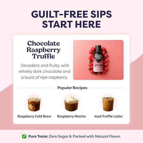Image of Javvy Cold Brew Coffee Concentrate Instant Coffee, Chocolate Rasp. Truffle | 100% Real Coffee, 0g Sugar, No Artificial Flavors, 60-80mg Caffeine per Serving, Gluten Free, Makes Hot or Iced Coffee