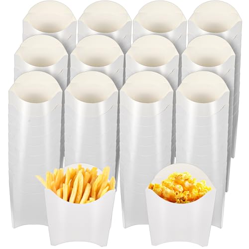Ubamdom 200 Pack 4oz White French Fry Containers - Disposable To Go French Fry Container Box Small French Fry Box Holder, Charcuterie Cups for Onion Rings, Popcorn, Take Out, Party, Grease Resistant
