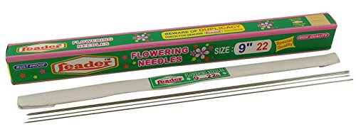 Leader-Sewing 9 Inch Rust Proof Steel Needles for Flower Garland Making - Pack of 100 (Silver Tone)