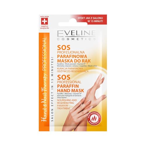Eveline Cosmetics Hand & Nail Therapy SOS Maschera Professionale Mani Parafina - Trattamento Idratante e Rigenerante con Cera d'Api e Oxynex K