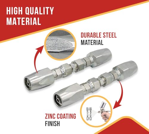 Image of Mytee Products 2Pcs Hydraulic Hose Field Repair Kits 3 /8 inch Steel Female JIC w /Adapter - Reusable Hydraulic Fittings for Wire Hydraulic Hose Compatible w / R2, R16, R17, R19-3 /8 inch Inner Diameter