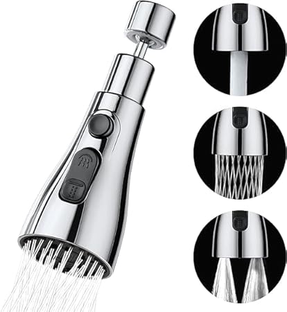 Suicune 3 Modes Shower Head Kitchen Tap, Pull Out Docking Shower, Dish Rinser Hand Shower Kitchen Tap 360 degree Rotatable High Pressure Mixer Tap Kitchen with High Pressure Flush Button