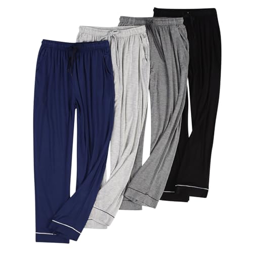 Men's Pajama Pants Soft Cotton Lightweight Lounge Pants with Pockets, Cozy Sleepwear PJ Bottoms Solid Length Pants2