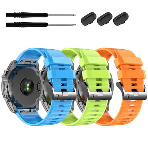 Image of Silicone Band for Garmin Enduro 3 2 /Fenix 8 pro /tactix 8 AMOLED 51mm /Fenix 7X /6X pro sapphire solar /5X plus, 26mm Quickfit Sprot Watch Strap Replacement for Descent Mk2i /3i /epix Pro /quatix 8 51mm