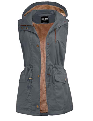 Ollie Arnes Women's Lightweight Sleeveless Utility Anorak Vest Jackets 84N_Frenchgrey M #TOP14