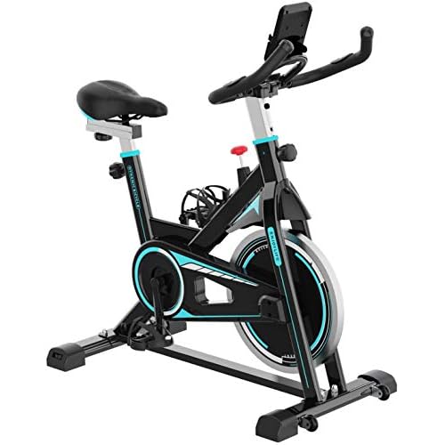 2WD Bicicletas Estáticas Resistencia Ajustable con Pantalla LCD y Monitor de Frecuencia Cardíaca, Bicicleta Estática de Interior Fitness Bikes Tranquilo