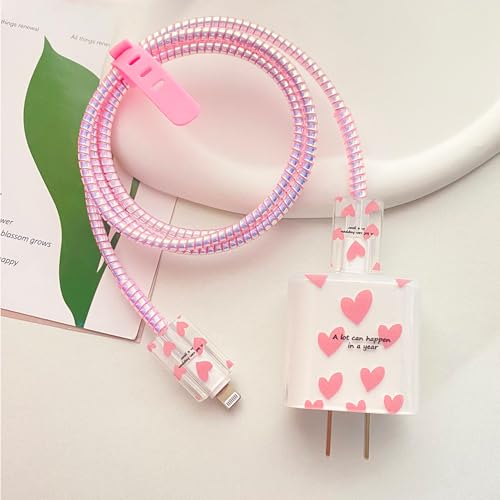 Funda de carga transparente con corazones Seanai para adaptador Apple de 18W y 20W