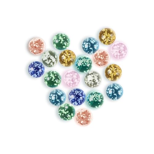 Ben & Bel Glow-in-the-Dark Glass Marbles 20 Pack Handmade Multicoloured Marbles with Plastic Case Decorative Glass Balls for Marble Run DIY Crafts Rewards and Home Decoration