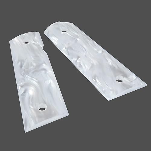 Miniatura 8 de Cool Hand 1911 Magwell Grips, Comandante de gobierno de tamaño completo, perla sintética de alto pulido, negro y blanco, tornillos dorados