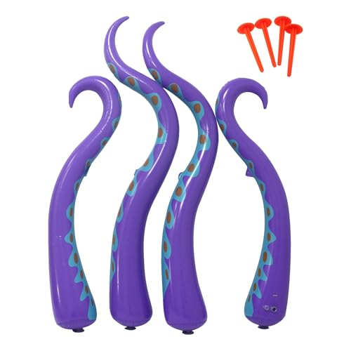 AMAMIA 4 Pcs 5 ft Halloween Inflatable Decorations Octopus Tentacle Outdoor House Window Decor Huge Blow Up Holiday Yard Decoration for Halloween Party Outdoor Yard Garden Lawn Dcor Purple