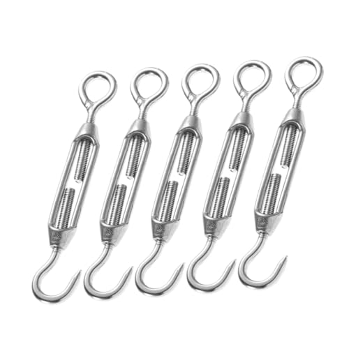 UKCOCO 5 piezas Tensores M5 de acero inoxidable 304 para cable de acero, tensores para vallas, toldos y cuerdas miniatura 1