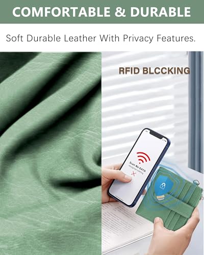 Image of Keychain Wallet Wristlet for Women,RFID Small Wallet | Wallet Wristlet with Zipper Coin Pocket,Vegan Leather Card Wallets for Women, 2 ID Window,Gift