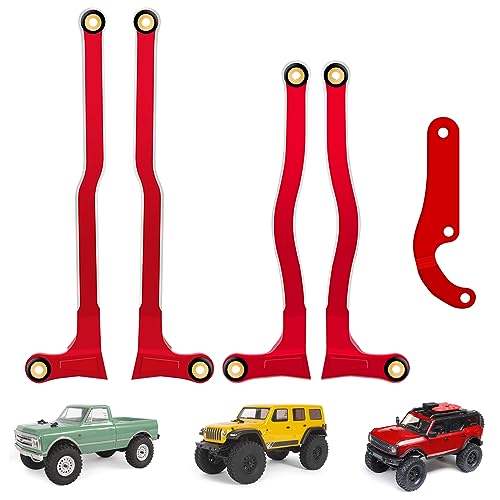 McCue RC Praying Mantis Link Tucked Inward Links High Clearance Links for Axial 1/24 SCX24 C10 JLU Bronco RC Crawler Upgrade Parts - 5 PCS (Red)
