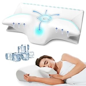 Cervical Pillow for Neck Pain Relief, Cooling Contour Memory Foam Pillows Support Odorless Ergonomic Neck Pillow Adjustable Orthopedic Bed Pillow for Side Back Stomach Sleeper with Pillowcase（White）