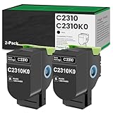 Remanufactured C2310K0 Black Toner Cartridge 2-Pack C2310 C2325 Toner Replacement for Lexmark C2310K0 Toner for C2310 C2325 C2425 C2535 MC2325 MC2425 MC2535 MC2640 Printer Toner