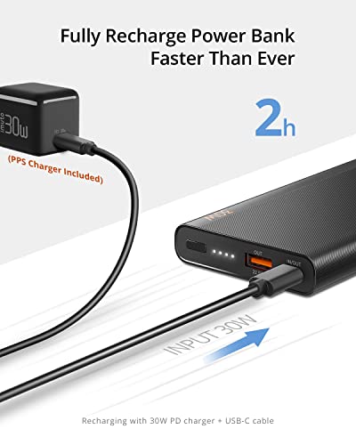 Imuto Slim Portable Charger, 30W Pps Bundle Super Fast Charging Power Bank With Usb-C Pd Power Bank External Battery, Compatible With Samsung Galaxy S23 S22, Ipad Pro, Iphone 14/13 Pro Max, Pixel #TOP1