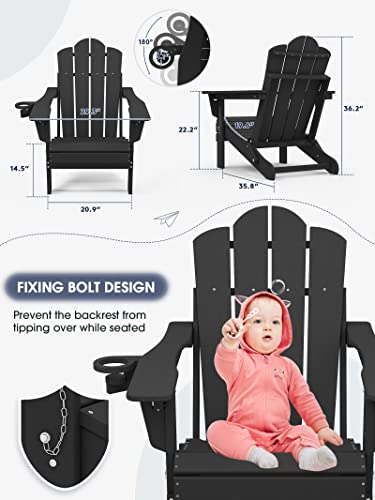 Kingyes Folding Ajustable Backrest Adirondack Chair, Black #TOP4