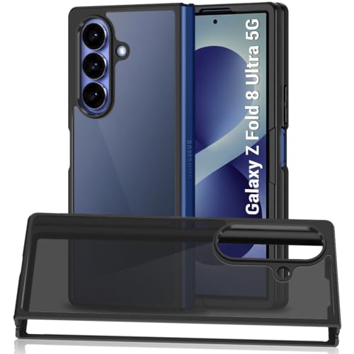 Image of TheGiftKart Hybrid Shockproof Back Cover Case for Samsung Galaxy Z Fold 8 Ultra 5G | Hard Back Cover Case for Samsung Z Fold8 Ultra 5G (PC & TPU, Translucent Smoke Matte Back, Black Sides)