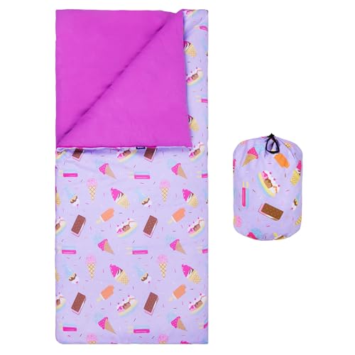 Image of Wildkin Kids Sleeping Bag - Roll-Up Design with Storage Bag for School, Travel & Camping - Sweet Dreams
