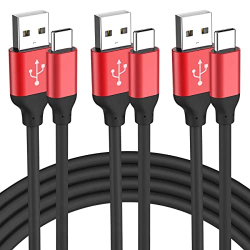 USB Type C Charging Cable, 3 Pack 10 ft USB A to Type C 3A Soft Charging Cable Compatible with Samsung Galaxy A10e A20 A50 A51 A71, S23 S22 S21 S20 S10 Ultra Note 20 10, LG G8 G7