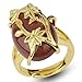Bague Femme Pierre Naturelle - Jaspe Rouge Naturel Noir Onyx Brun Bague En Pierre De Sable Plaqué Or Fleur En Forme D'Oeuf Cabochon Redimensionnable Bagues Pour Femmes Bijoux De Mode Fête,Jaspe Rou