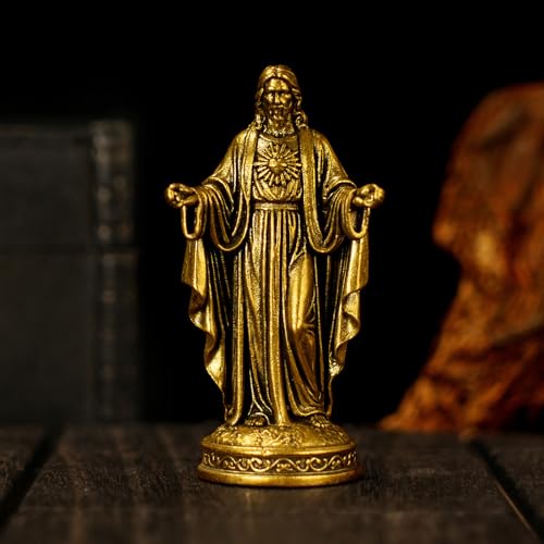 Figura de Jesús en latón sólido 100% decorativa religiosa miniatura 6