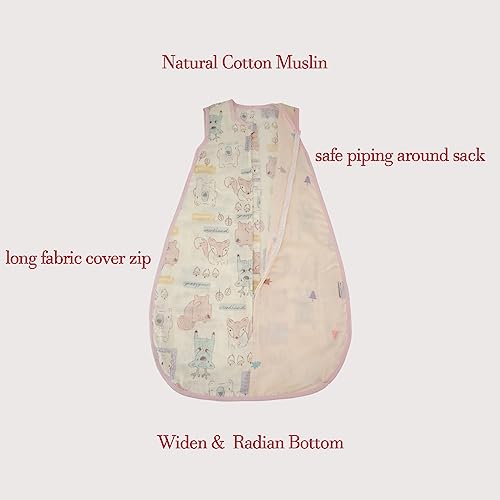 Image of Baby Sleep Sack Muslin Cotton 0-6 Monthes Lightweight Infant Wearable Blanket 0.5 Tog Swaddle Toddler Sleeping Bag Sleeveless Purple Girl 6-12M 9M Soft Summer Breathable Nursery Vest Bag