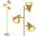 Farmhouse Floor Lamp,Gold Standing Tall Pole Lamp, 3pcs 9W LED Tree Floor Lamp,3-Color Temperature, Adjustable Metal Lampshades,3 Independent Switch,Industrial Floor Lamp for Living Room,Bedroom,Home