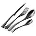 Buyer Star Zestaw czarnych sztućców, 4 sztuki zastawy stołowej ze stali nierdzewnej, sztućce nóż widelec łyżka łyżeczka