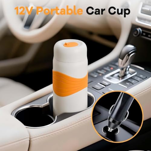 Image of Car Electric Kettle 300ml, 12V 80W, 304 Stainless Steel Inner | BPA-Free, Car Plug, One-Key, Dry-Boil Safe, Car Cup for Cigarette Lighter Socket, for Trip, Camping Commuting Hot Coffee Tea