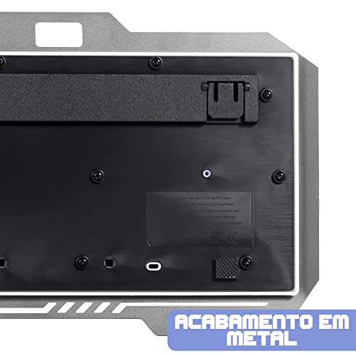 Teclado Semi Mecânico Gamer Multimídia Led Rgb Usb Abnt2 Anti-ghosting com Suporte para Celular para