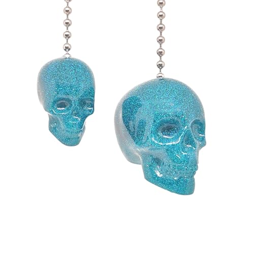 Image of Glitter Skull Fan Pulls (Teal)
