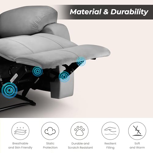 Image of Little NAP Helios Soft Suede Fabric Three Motorized Standard Recliner | Padded 3 Seater Aaram Sofa | Relaxing Chair for Home Office Living Bed Room | Grey