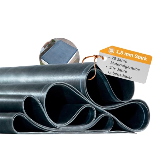 EPDM Dachfolie 1 5mm Profi Dachbahn zur Flachdachabdichtung | 50+ Jahre Lebensdauer & 20 Jahre Materialgarantie | UV-beständige EPDM Folie für Gartenhaus Carport Garage & mehr (0 90m x 1 00m)