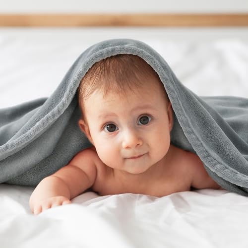 Image of BEDELITE Baby Blankets for Boys and Girls 30 inch x 40 inch, Soft Cozy Fuzzy Fleece Blanket for Kids Infant Newborn, Warm and Breathable Toddler Blanket for Crib Stroller Bed Travel, Grey