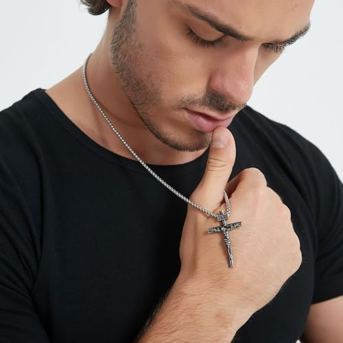 Crucifix Cross Necklace for Men and Women with Exquisite Jesus Pendant and Stainless Steel Chain 16-30 Inch2