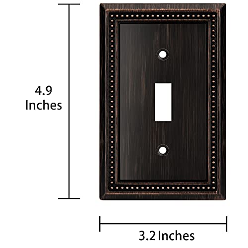 Image of Henne Bery Sunken Pearls Heavy Duty Decorative Wall Plate Switch Plate Outlet Cover (Single Toggle, 3 Pack, Aged Bronze)