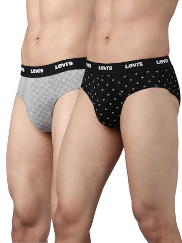 Image of Levi's 021 Brief for Men | Cotton Stretch Fabric | Printed Men's Underwear | Breathable | Anti-Roll Waistband | Extra Supportive Gusset | Functional Fly | Dual Layer 3D Pouch | Tagless | Pack of 2