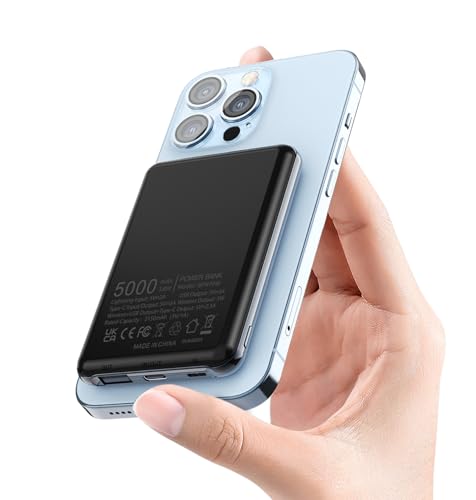 Power Bank for Magsafe, Ultra Slim 5000mAh Magnetic Wireless Portable Charger, 2 in&Out Fast Charging Powerbank, Battery Pack for iPhone 15/14/13/12 Series Power Bank for Magsafe, Ultra Slim 5000mAh Magnetic Wireless Portable Charger, 2 in&Out Fast Charging Powerbank, Battery Pack for iPhone 15/14/13/12 Series