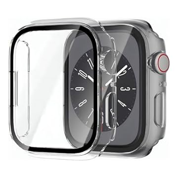 Capinha Case Capa Bumper com Pelicula 2 em 1 Com Vidro Embutido Premium Transparente Preta Prata Azul Proteção para Apple Watch 41 mm Series 7, Series 8, Series 9 (Transparente)
