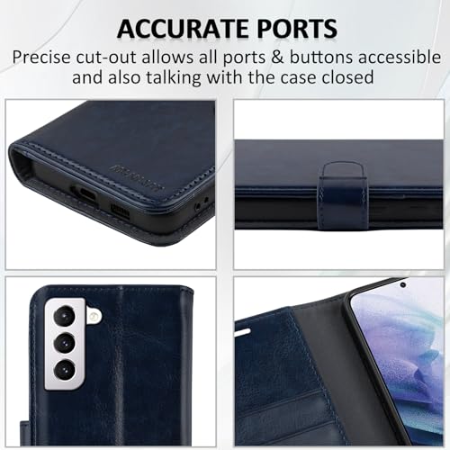 MONASAY Wallet case fit for Galaxy S21 FE 5G,6.4 inch,[Included Screen Protector][RFID Blocking] Flip Folio Leather Cell Phone Cover with Credit Card Holder for Samsung Galaxy S21 FE 5G, Blue by MONASAY - Image 6