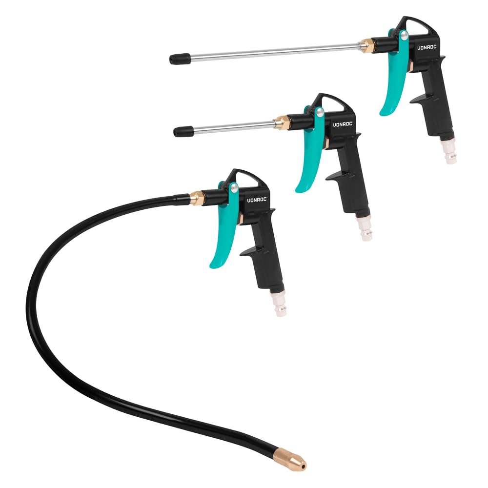 VONROC PRO pistolet à air comprimé - 3 buses supplémentaires incluses - 10 bar - Raccord universel EU-RO/DIN 7.2mm
