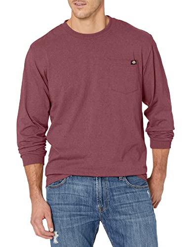 T-shirt Dickies homme grand 3XL Tall manches longues coton épais col rond bordeaux chiné