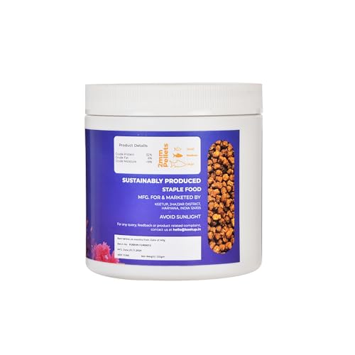 Image of EverBloom Premium Fish Food Pellets (2MM) Fortified with BSFL Protein, Omega 3 & 6, Calcium & Immunity Boosters | No Artificial Colours | Floating Pellets for All Aquarium Fish (150g)
