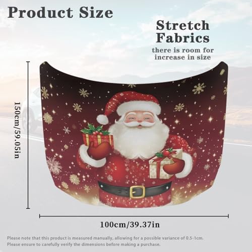 Image of Renewold Christmas Santa Claus Snowflake Car Hood Cover for Automobile Xmas Winter Vehicle Hood Cover Party Festival Celebration Decor Outdoor Wrap Blanket Exterior Car Accessories Gift for Women Men